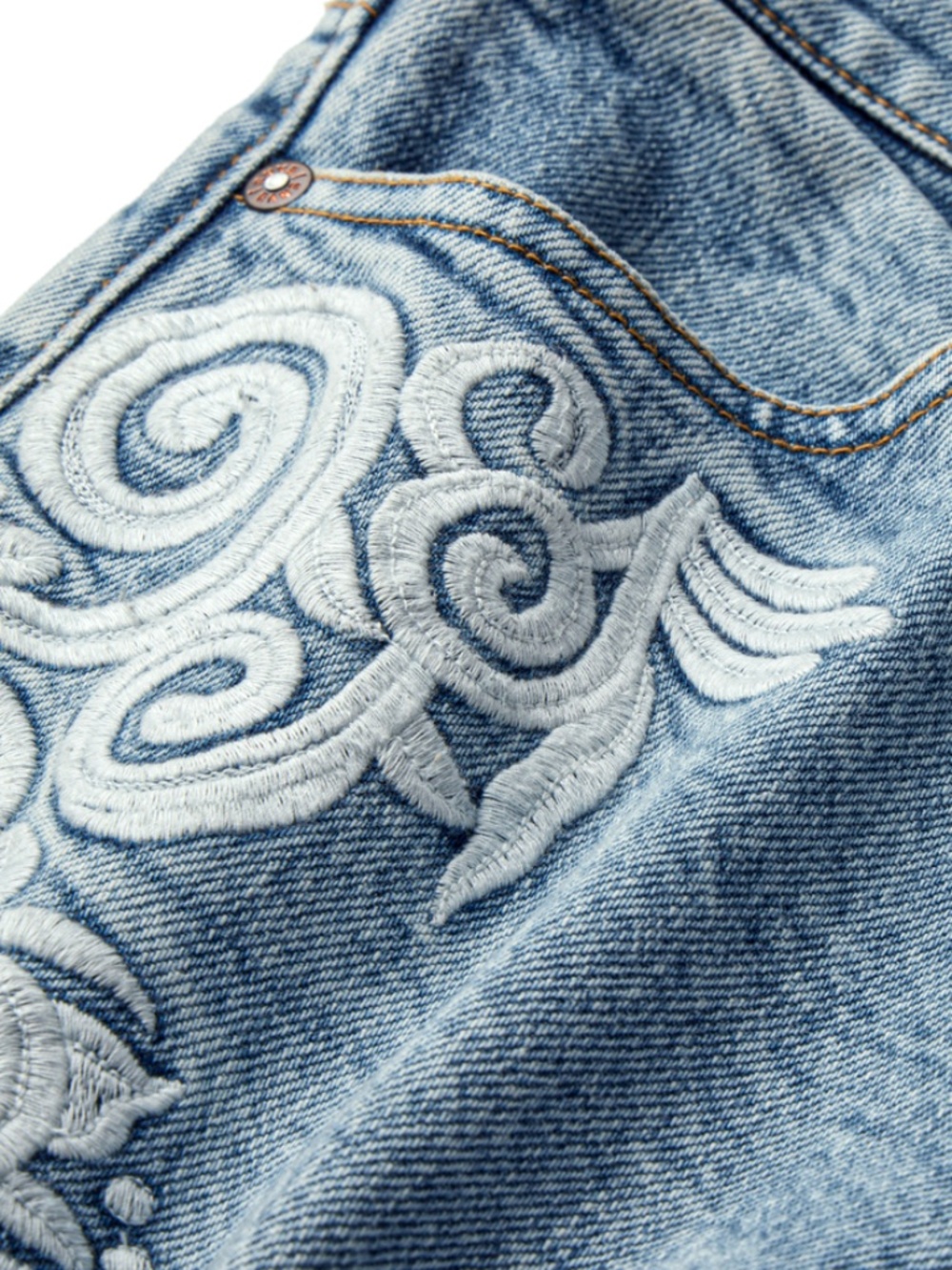 Alice + Olivia Beautiful Embroidered Cropped Bell Jean - Picture 3 of 8
